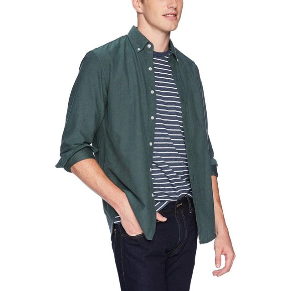 J Crew Flex Oxford Shirt Green Slim Fit 